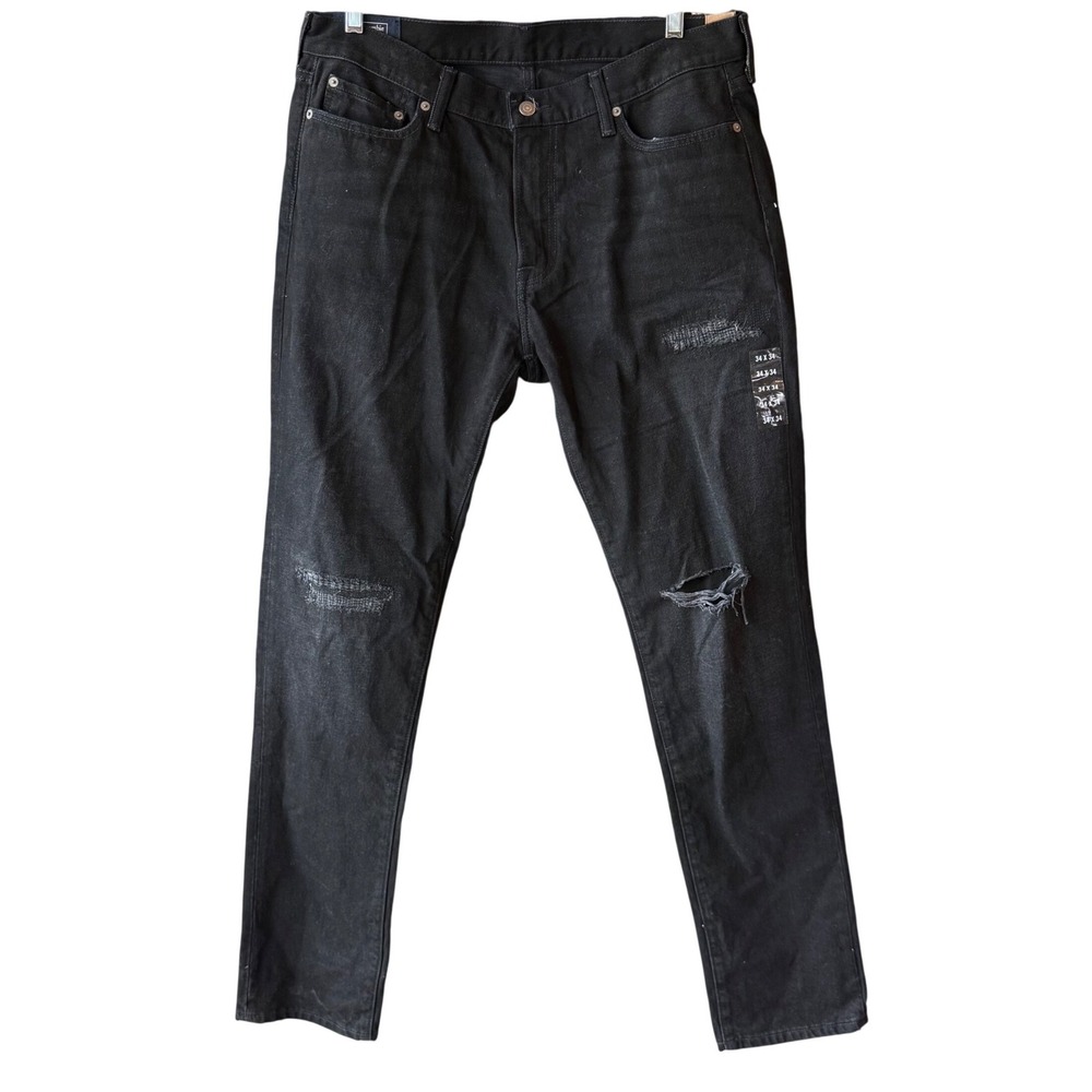 Abercrombie & Fitch Athletic Slim Jeans Black Distressed 34x34 Rustin NWT
